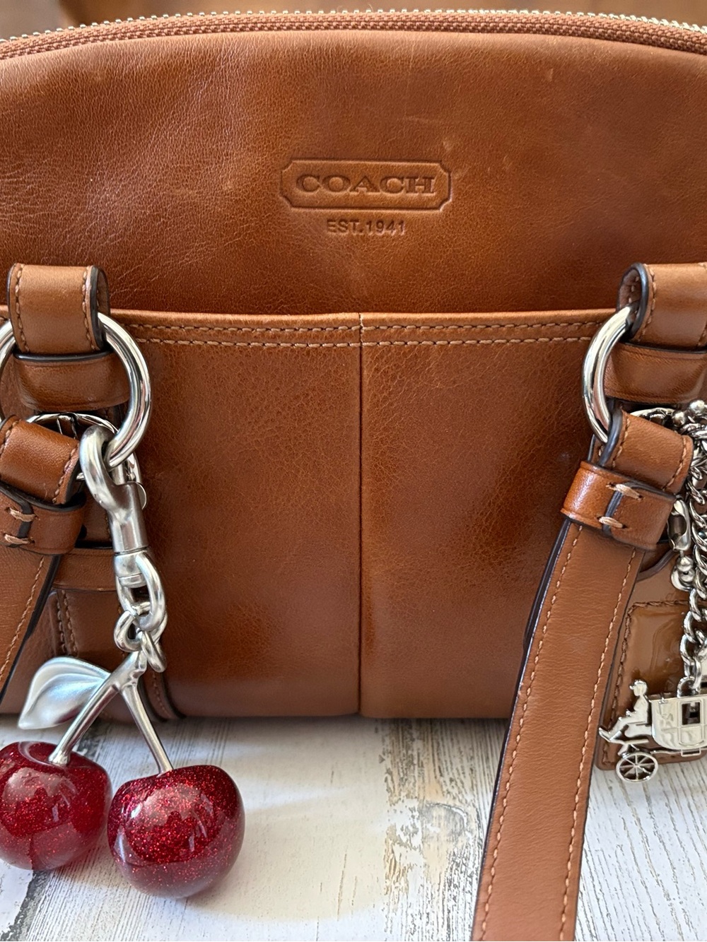 Vintage Coach Bonnie Satchel 12695 British Tan Leather Bag Y2K Charm - Picture 3 of 8